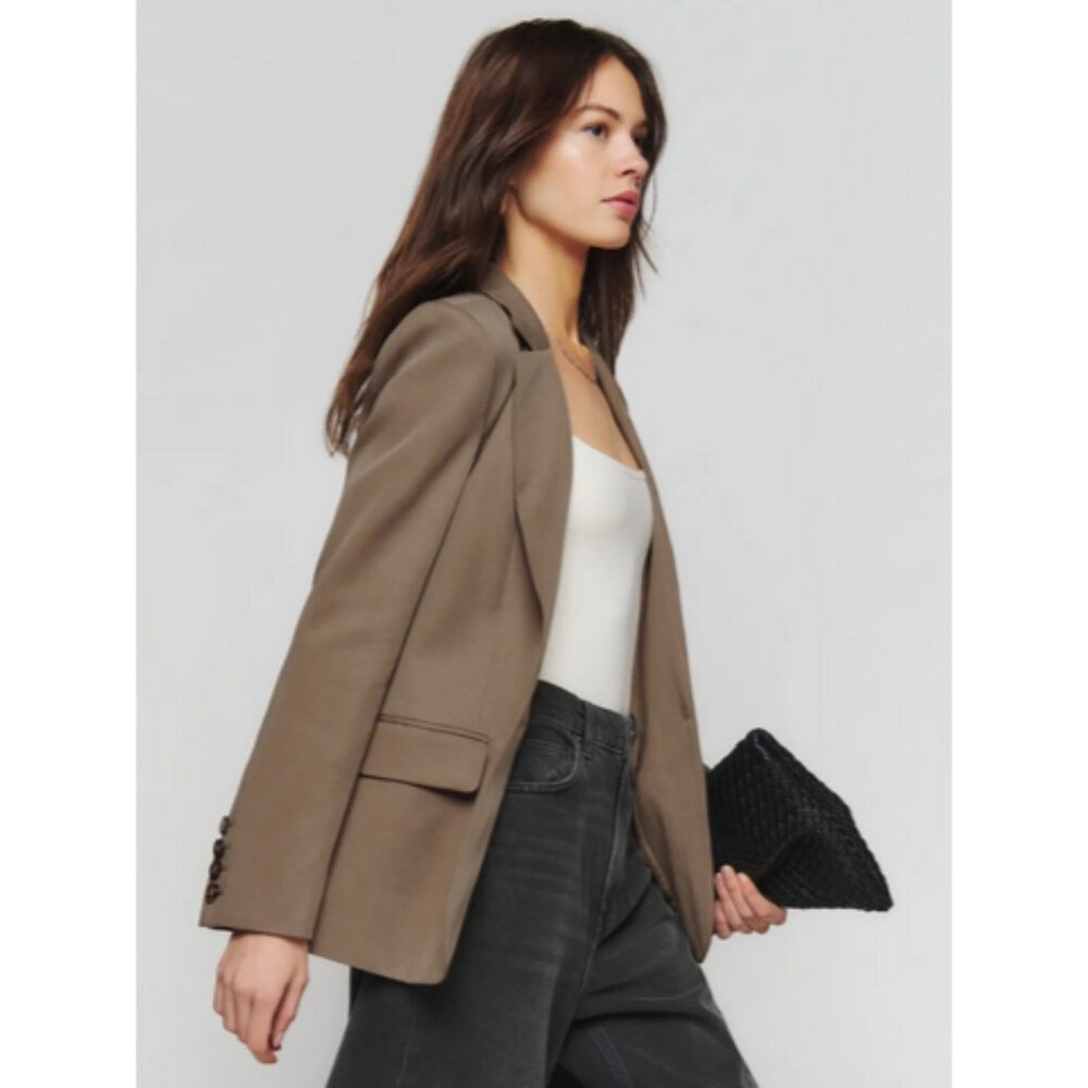 reformation catrina blazer mushroom officewear tan size medium